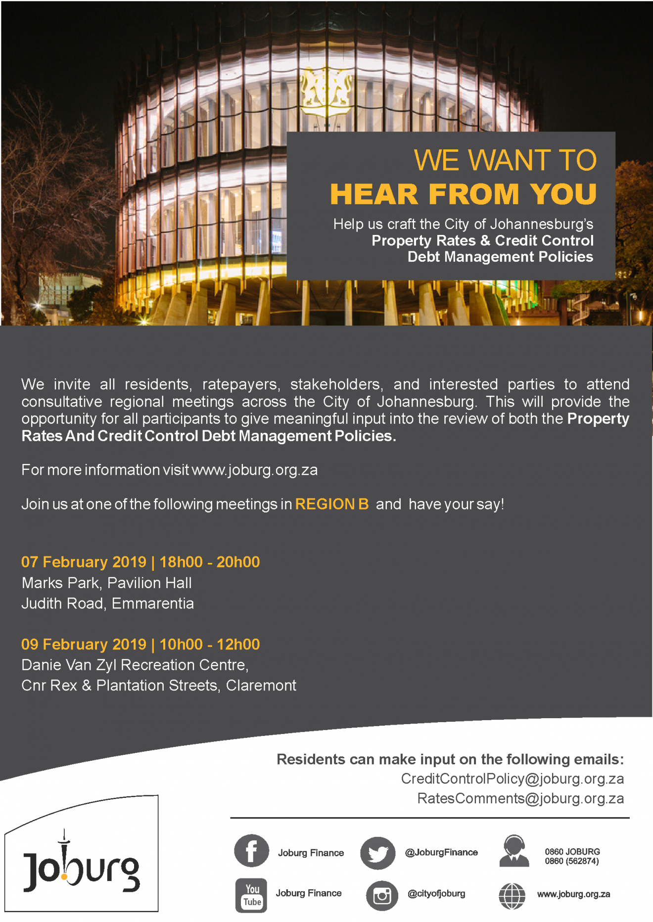 Help Us Craft The COJ Property Rates and Debt Management Policies RCCI